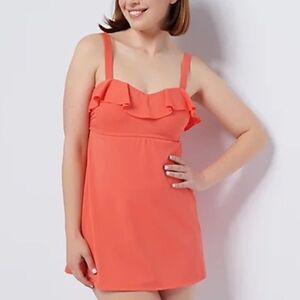 Denim & Co. Beach Ruffle Neckline Swim Dress